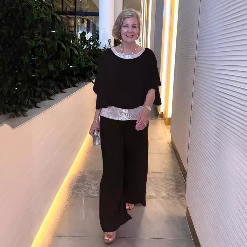 Women's elegant jumpsuit with a flattering cut and sparkling waist belt, size [size missing]