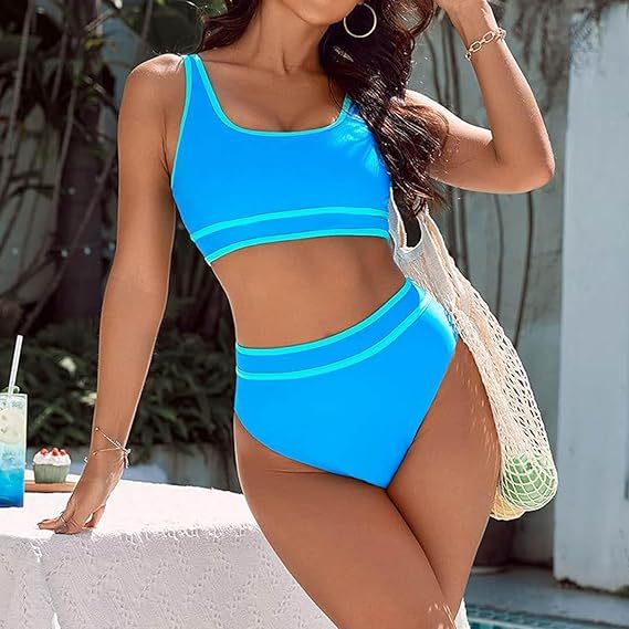 Sportlicher Damen-Bikini-Set mit hoher Taille und bequemem Oberteil, Größe