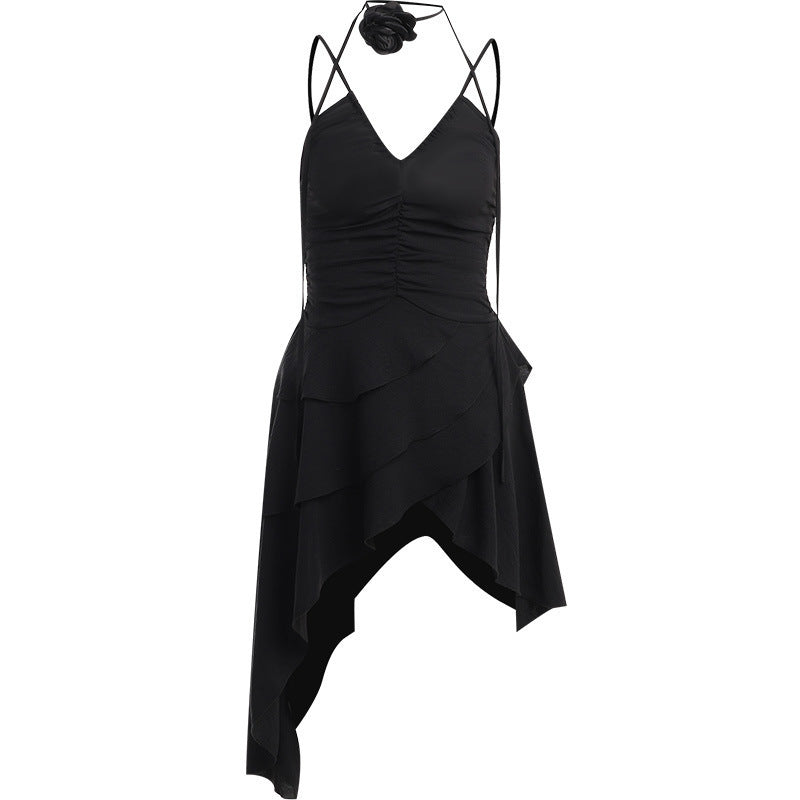 Women's asymmetric summer dress with ruffle details Drune