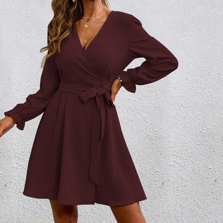 Valenzora | Elegantes Wickelkleid mit V-Ausschnitt und Schleife