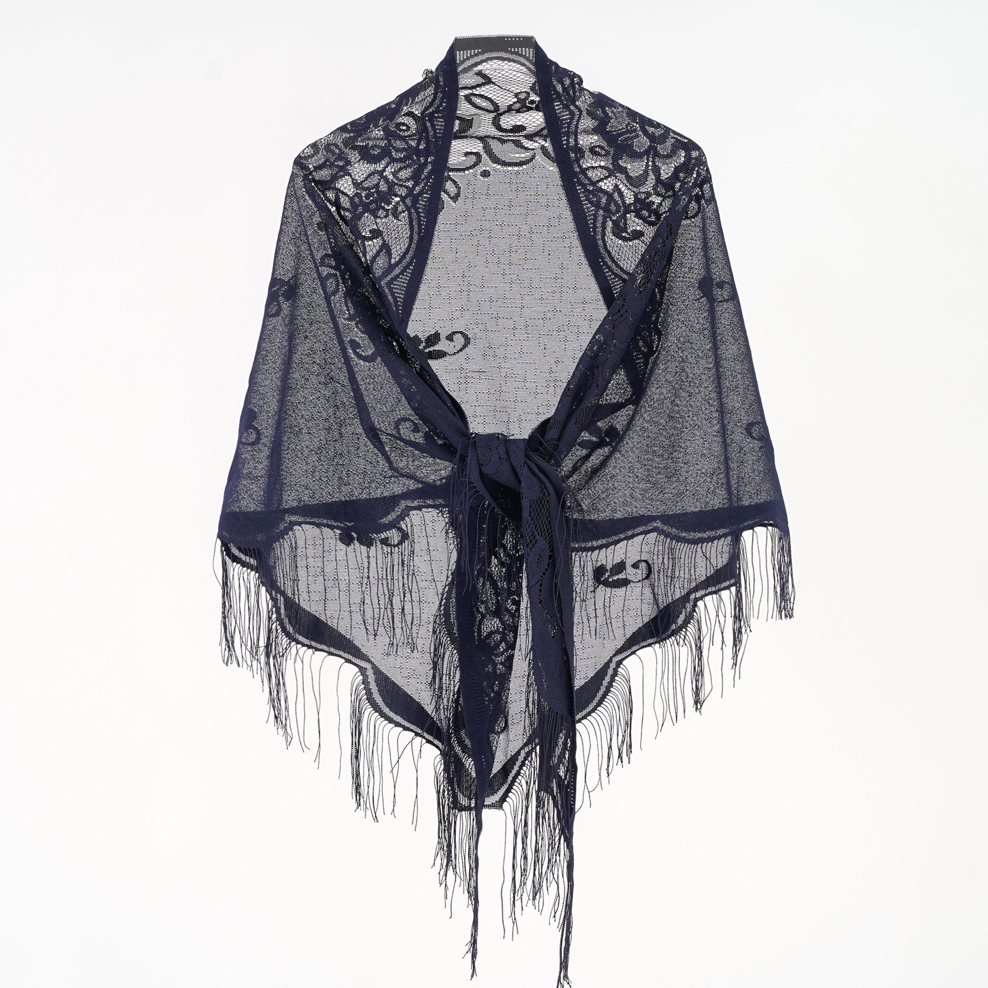Women's Elegant Chiffon Scarf with Artful Fringes, Size
