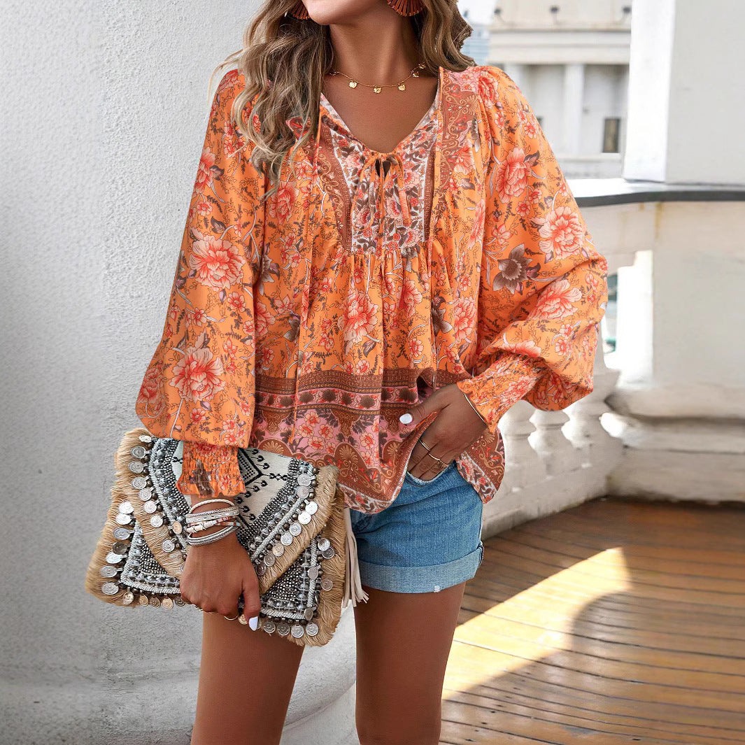 Damen Blusenshirt mit Blumenmuster und legerem Schnitt, Größe S