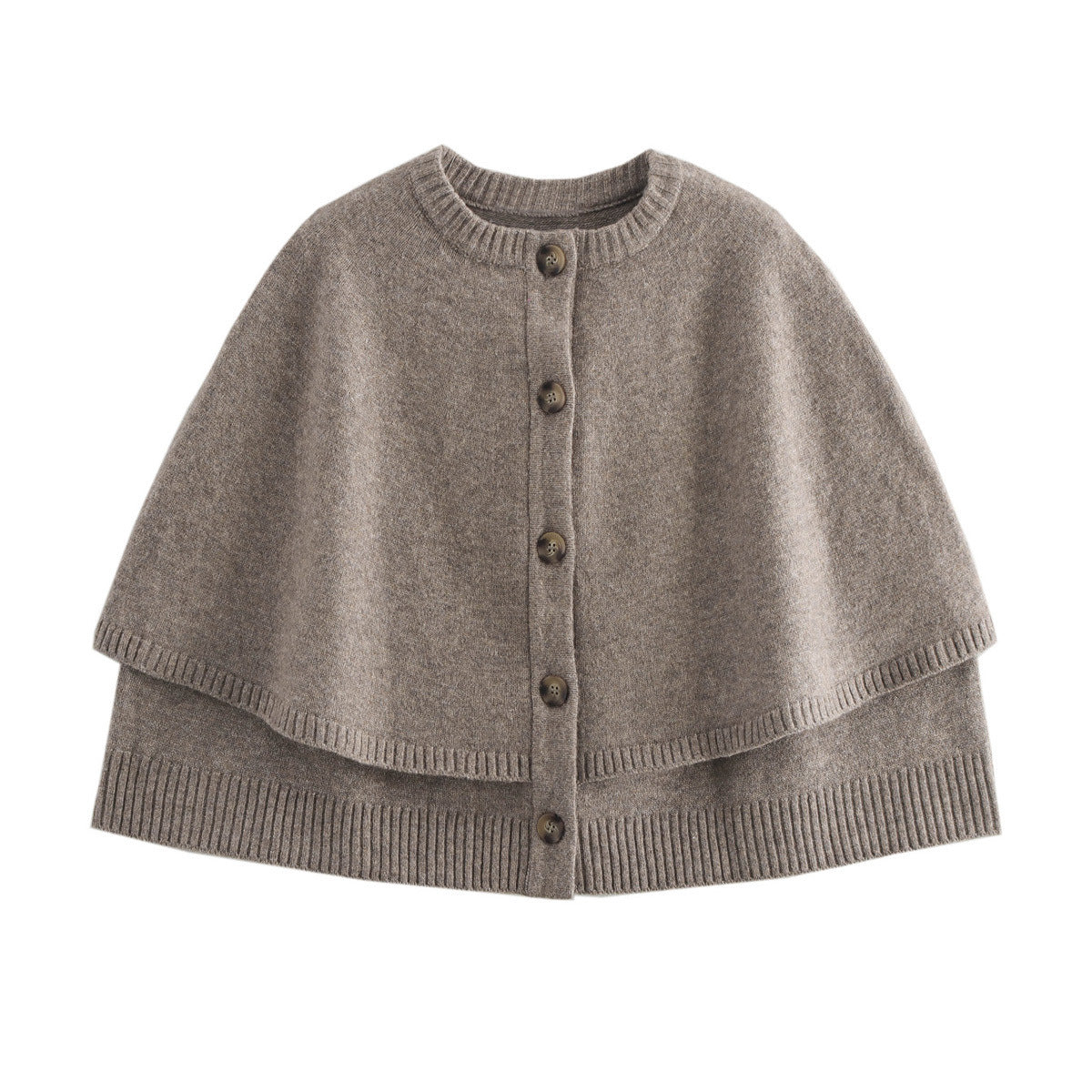 Damen-Cape aus weichem Strick mit Knöpfen, Größe