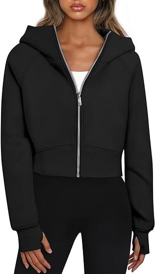 Women's short-cut hooded jacket with zipper, size