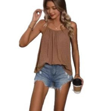 Women's loose, sleeveless top made of breathable, ribbed material, size Valenzora