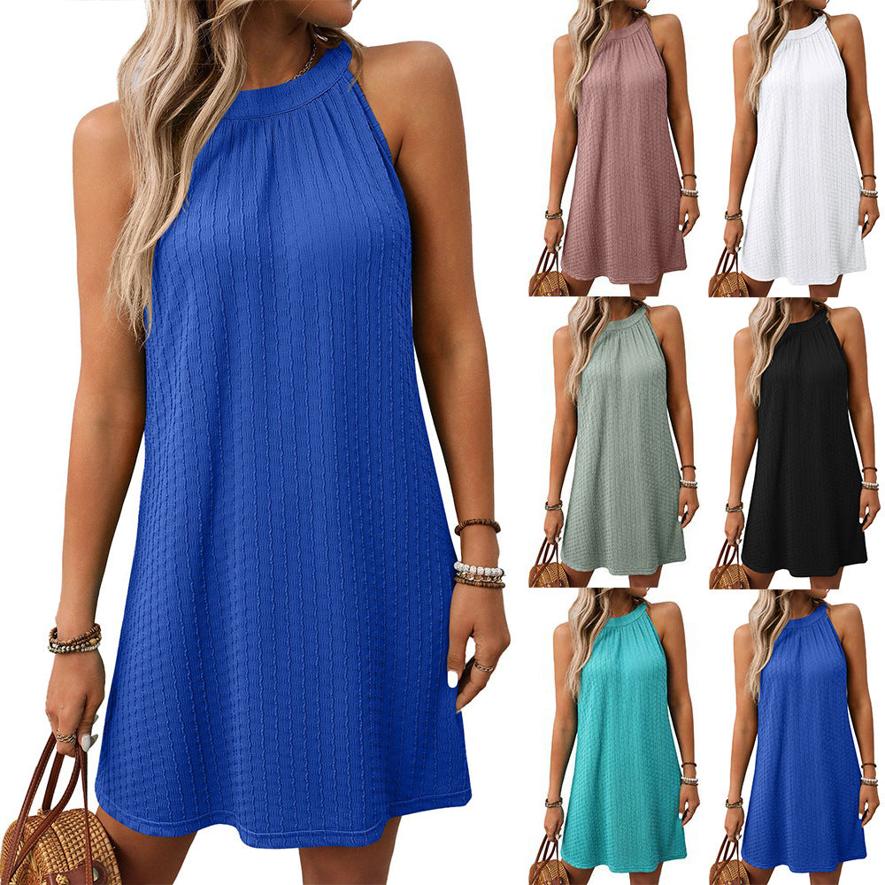 Women's Sleeveless Casual Dress with Textured Design Drune