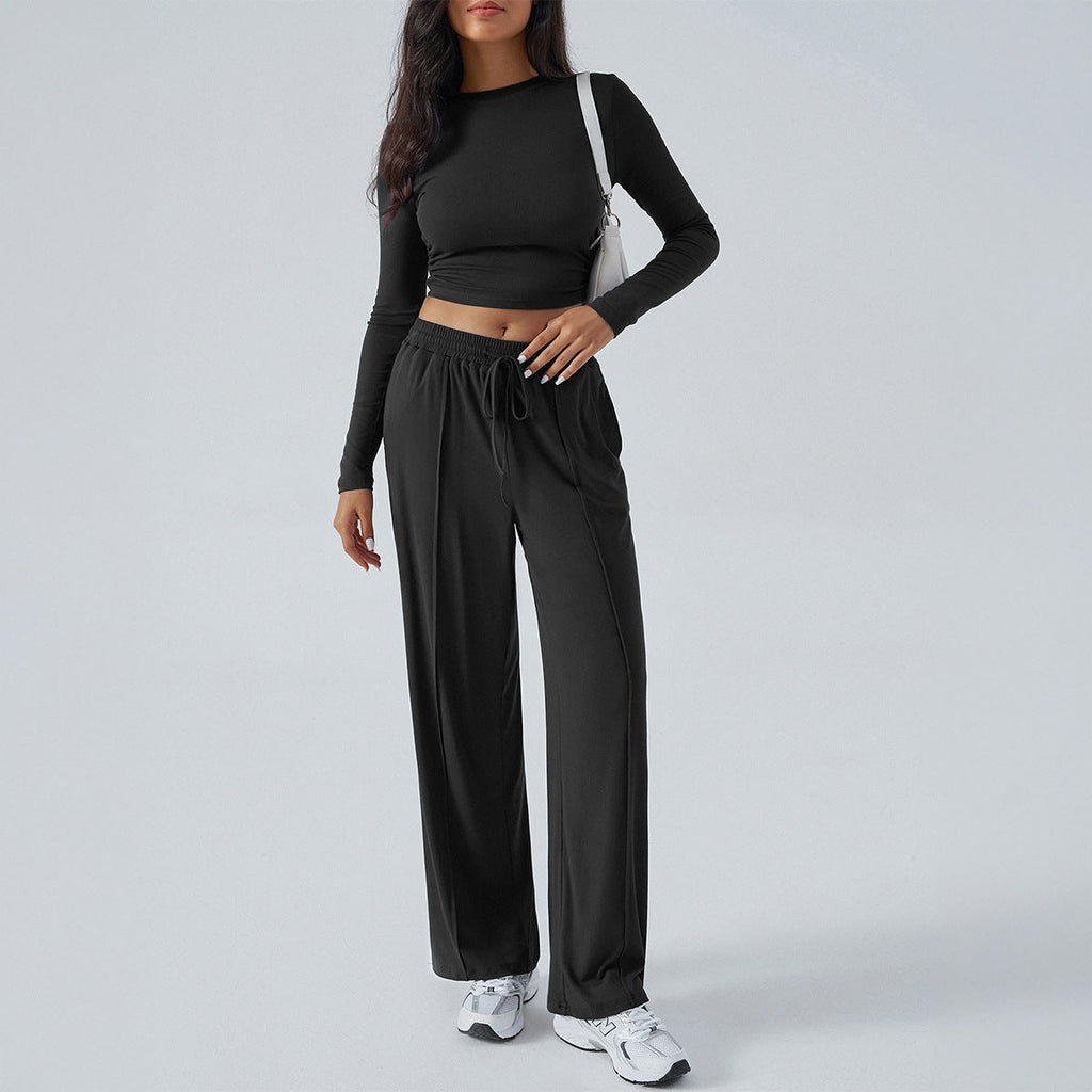 Women's casual two-piece set with a loose-fitting top and elasticated trousers, size