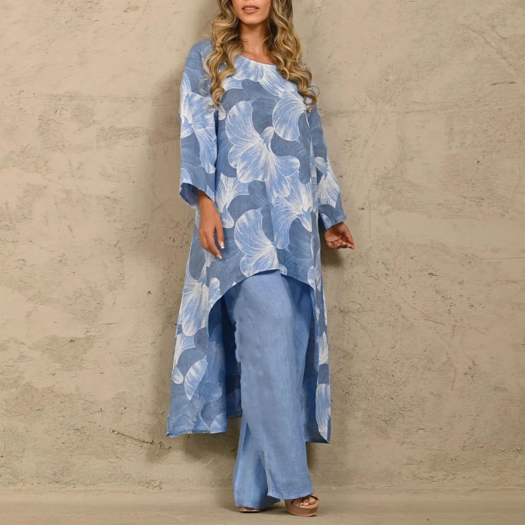 Valenzora | Plus Size Printed Irregular Top Set