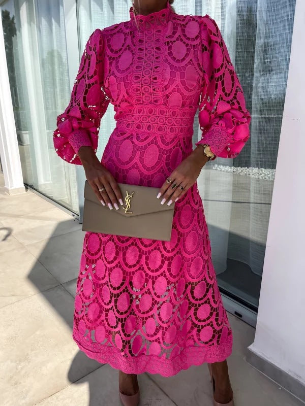 Valenzora | Lace Puff Sleeve Fitted Dress