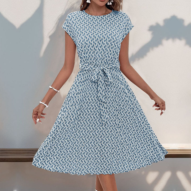 Damen Midi-Kleid mit asymmetrischem Schnitt und modischem Bindegürtel, Gr.