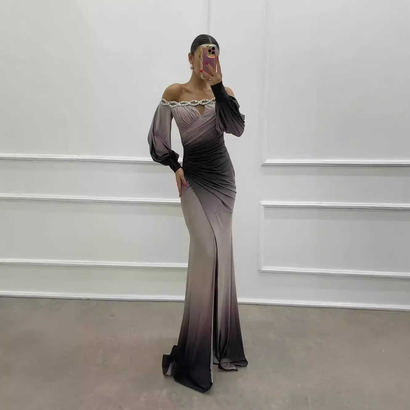 Valenzora | Party dress with camisole and positioned slit in a wide A-line silhouette