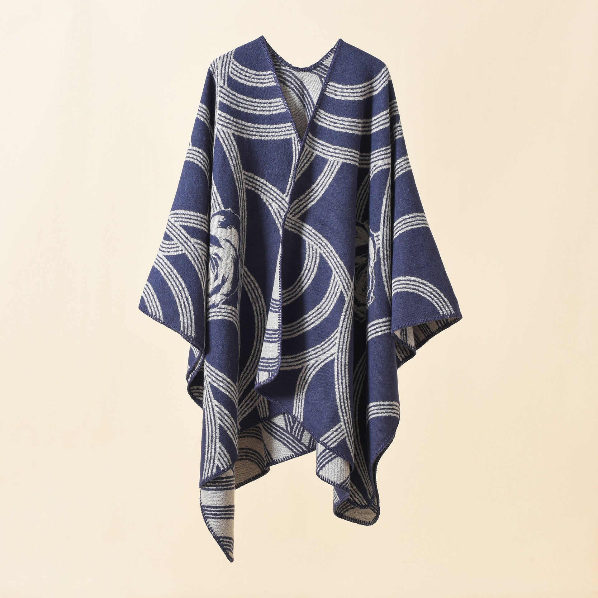 Women's Artful Wrap Poncho with Elegant Floral Design Valenzora