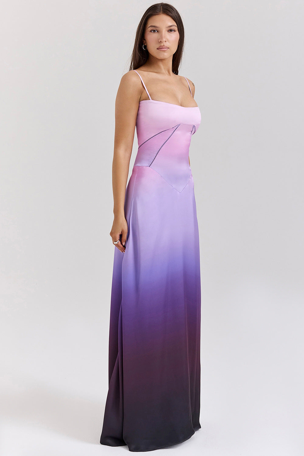 Valenzora | Evening dress, satin sheen, spaghetti straps, backless, slim fit, elegant dress