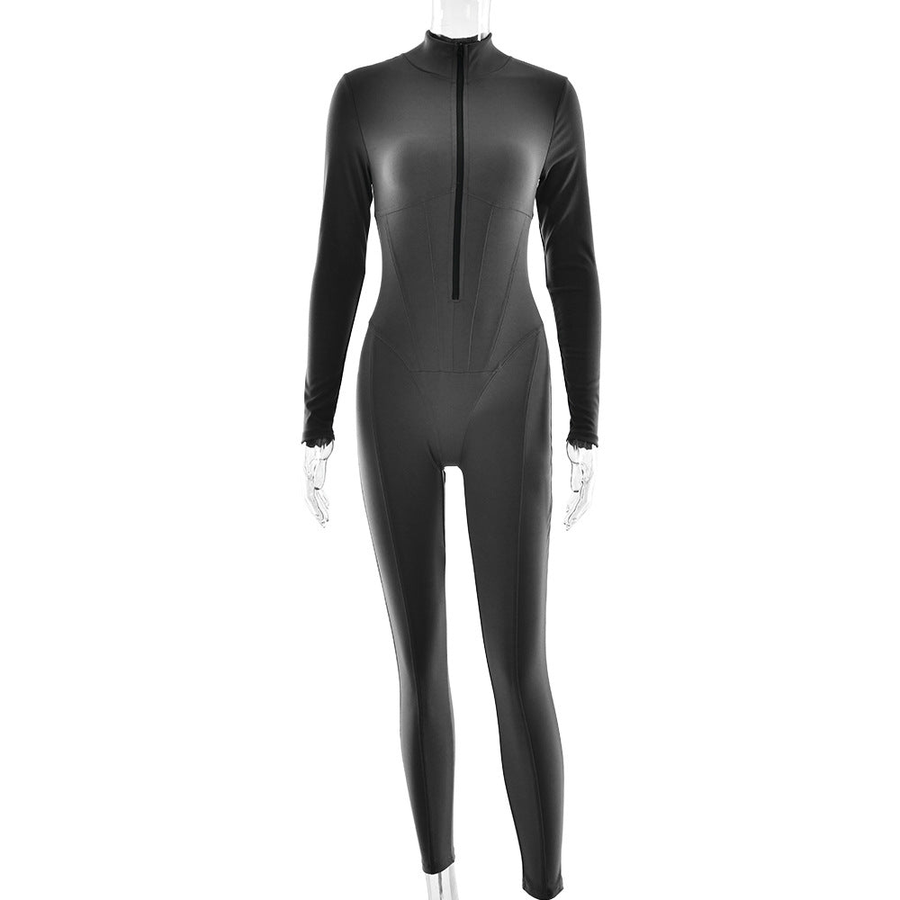 Women's sporty long-sleeved tracksuit with high-quality zipper and figure-shaping design, size S