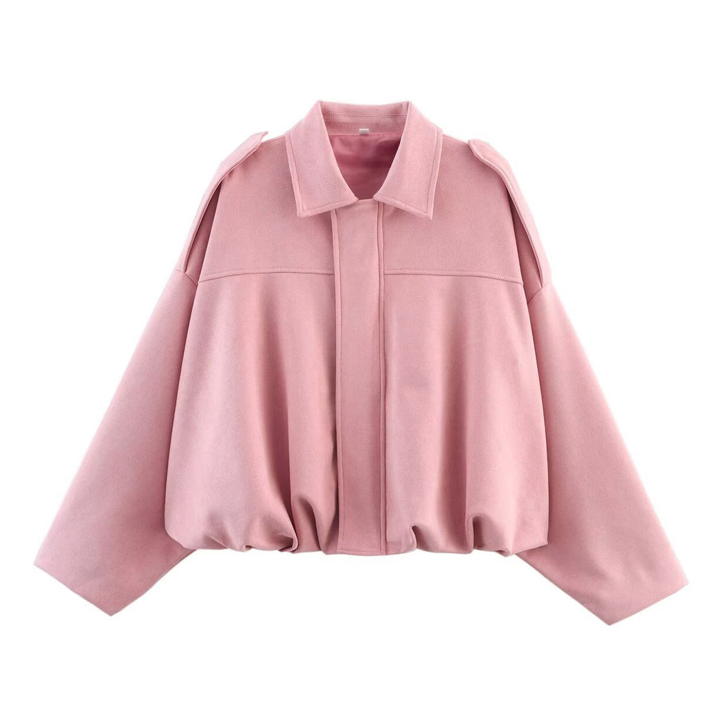 Women's oversized jacket with a relaxed fit and detachable collar, size [size missing]
