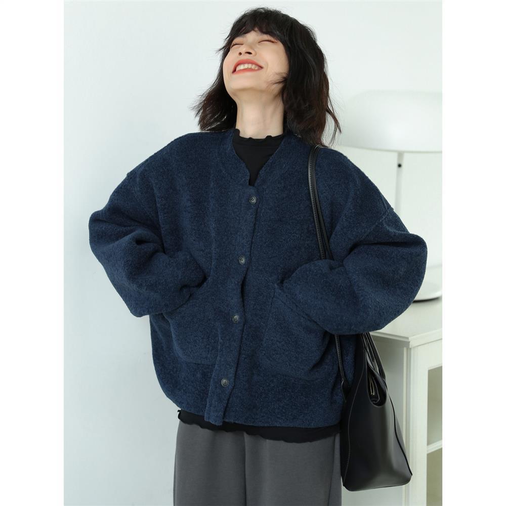 Valenzora Casual Long Sleeve Pockets Blue Jacket