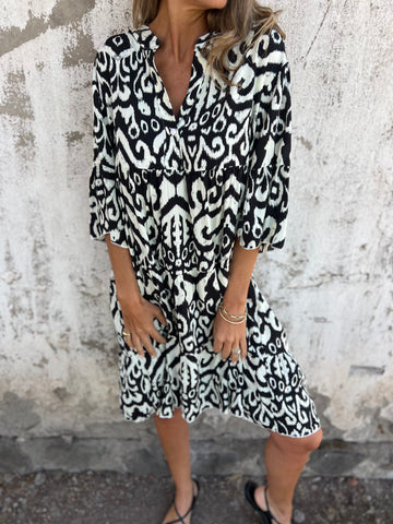 Damen-Freizeitkleid für den Strand mit hohem Seitenschlitz und modischem Druckmuster, Größe S