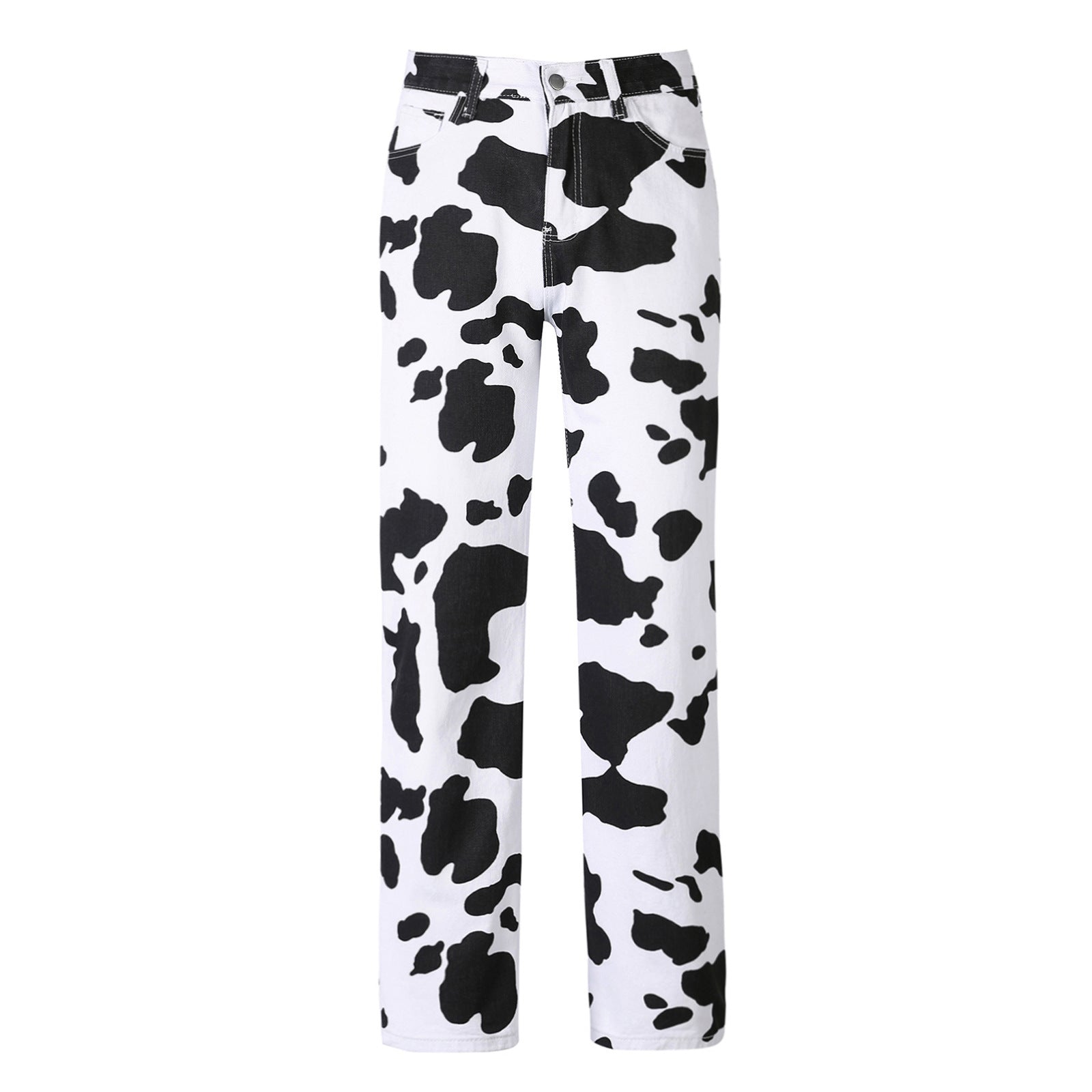 Valenzora | Women's Cow Print Straight Cut Trousers