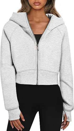 Women's short-cut hooded jacket with zipper, size