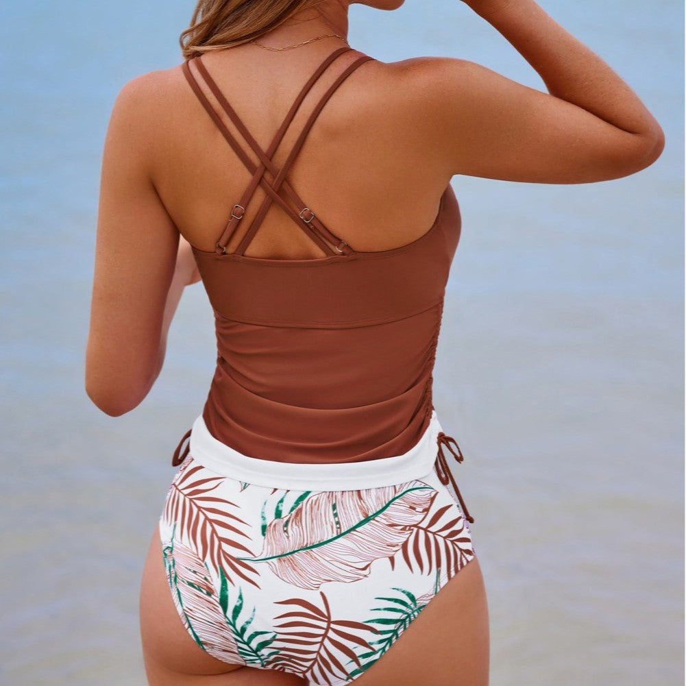 Damen-Tankini-Set mit modischem Streifenmuster und verstellbaren Trägern, Größe [size]