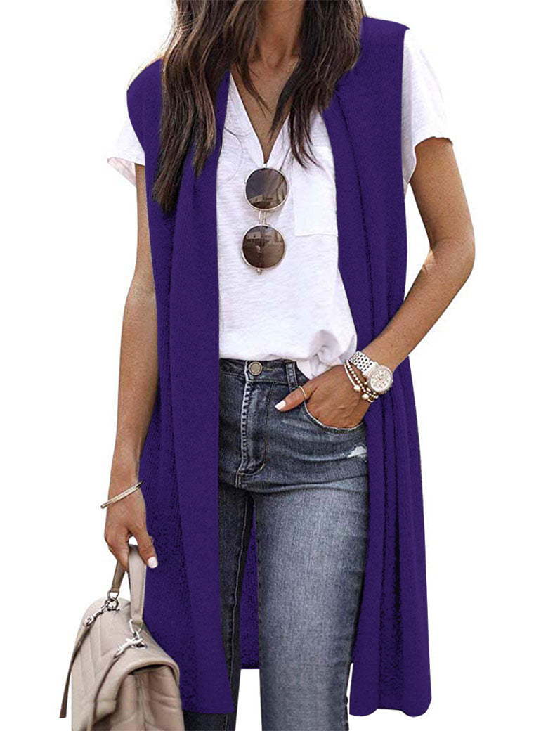 Offener Cardigan für Damen mit legerer Passform und langen Seitenpartien, Größe