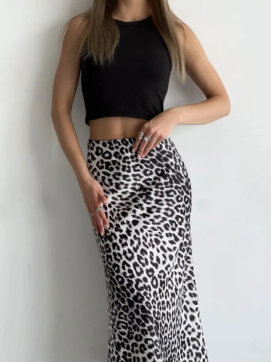 Damen figurbetonter Maxirock mit Animal-Print und Gummibund, Größe [size missing]