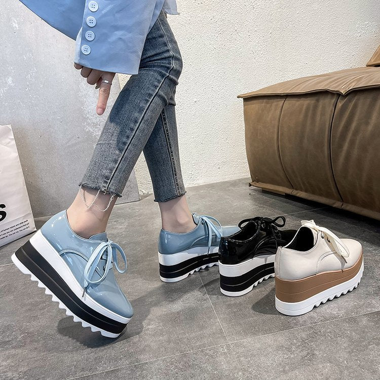 Women's fashionable platform sneakers with a chic shine and comfortable sole construction, size Valenzora