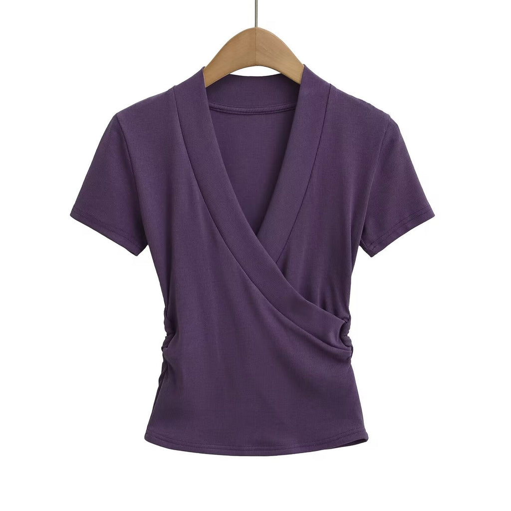 Damen-Wickeloberteil mit elegantem V-Ausschnitt und figurfreundlichem Schnitt, Größe