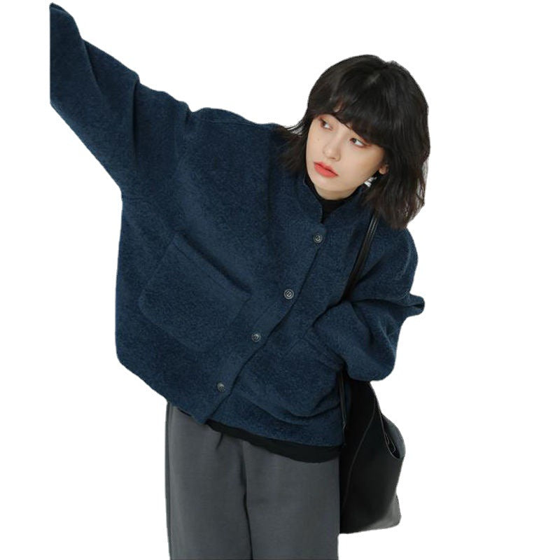 Valenzora Casual Long Sleeve Pockets Blue Jacket