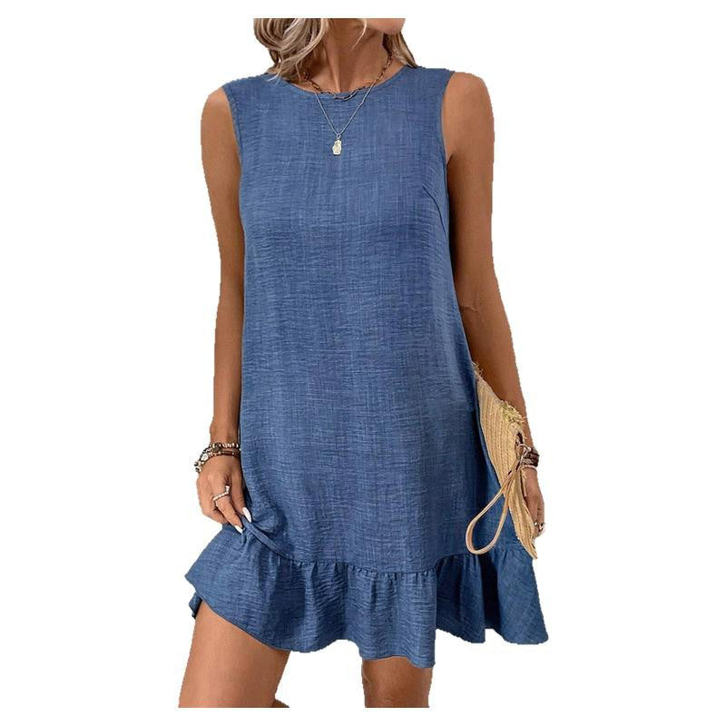 Women's sleeveless ruffle hem casual Drune dress