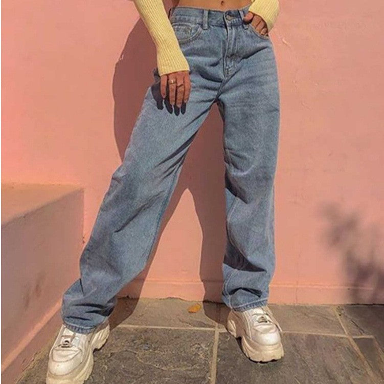 Valenzora | Women's Retro Inspired Wide Leg Denim Blue Jeans