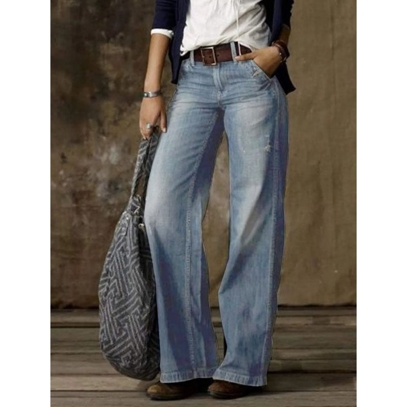 Valenzora | Retro Casual Straight Wide Leg Jeans