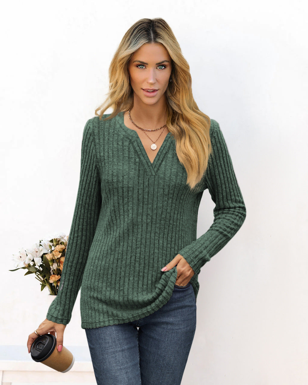 Women's striped sweater in a relaxed fit by Valenzora
