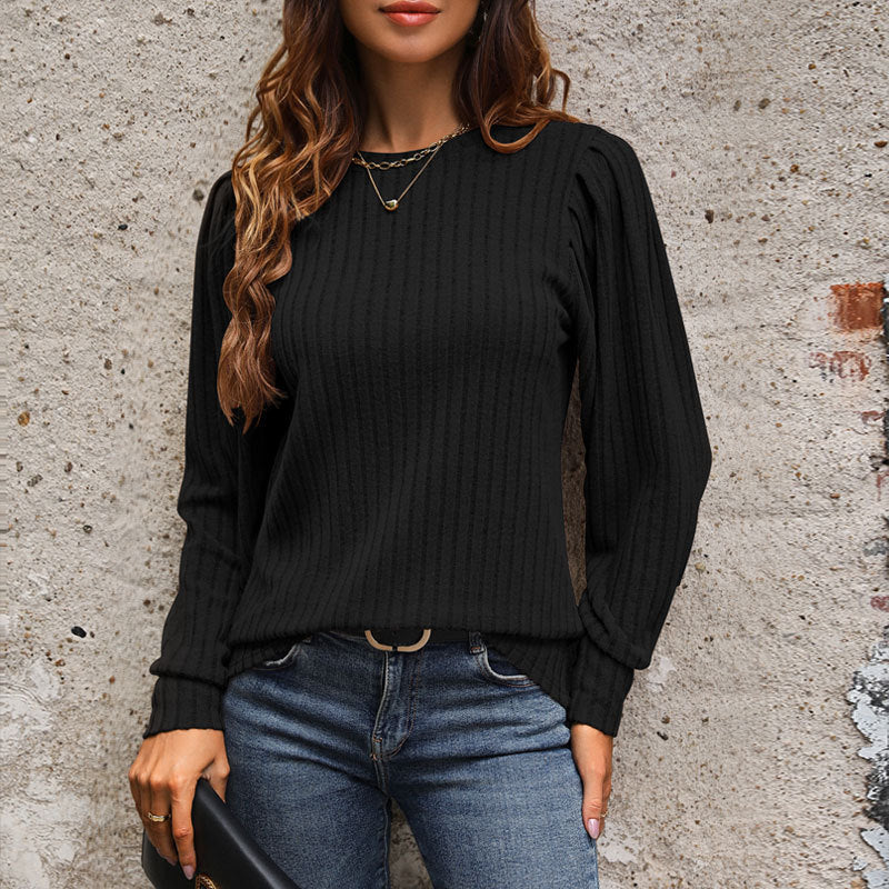 Damen-Strickpullover mit eleganten Rüschen und strukturierter Oberfläche, Größe S