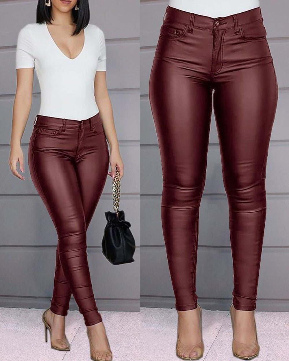 Valenzora | Leather-like, figure-hugging leggings with a high waist