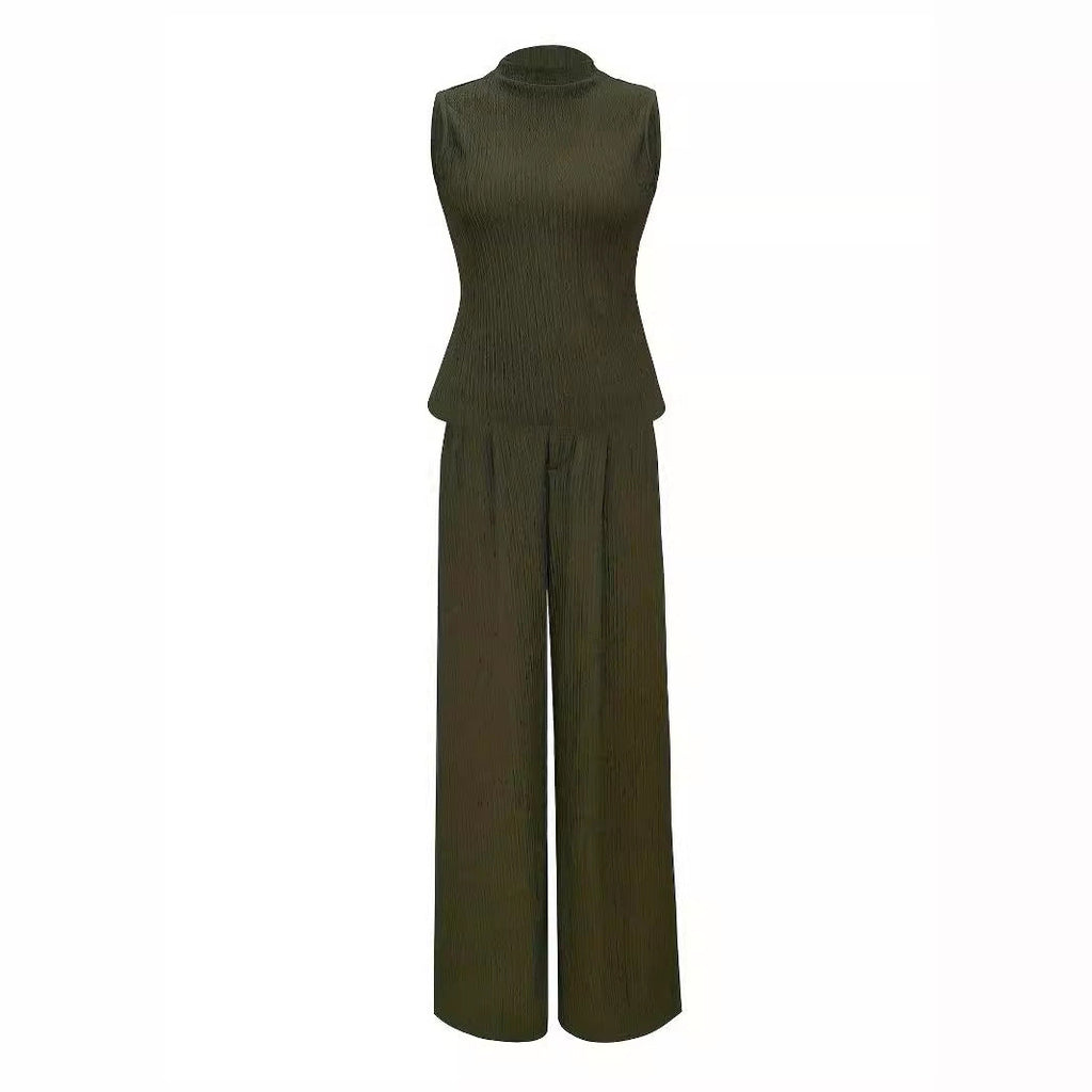 Eleganter Damen-Jumpsuit mit Stehkragen und weitem Bein, Größe