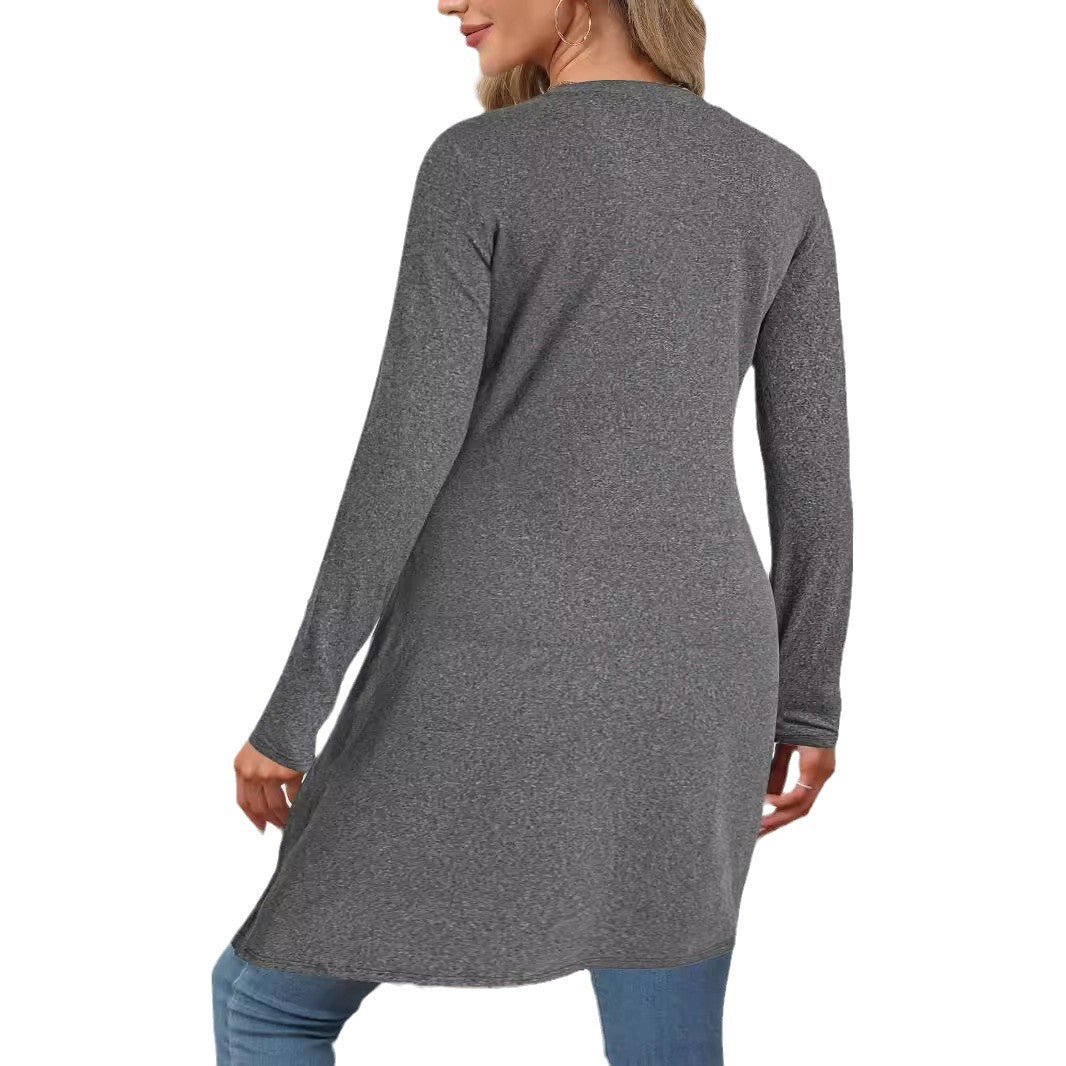 Women's asymmetrical long tunic top with sophisticated wrap design, size Valenzora