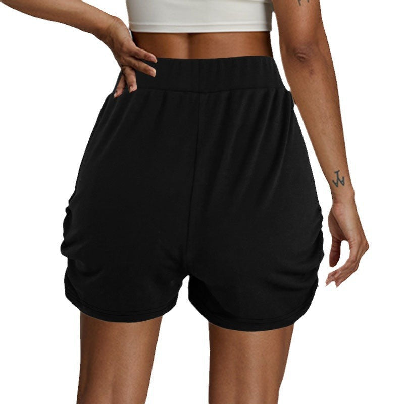 Women's high-waisted shorts with practical pockets and fashionable pleated design, size S