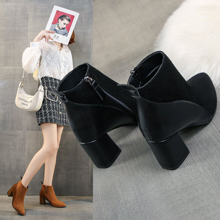 Women's fashionable and elegant ankle boots with trendy block heel, size Valenzora
