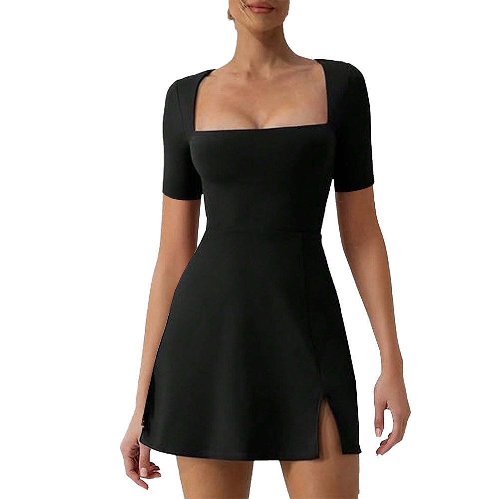 Elegantes Minikleid für Damen mit eckigem Ausschnitt und figurbetontem Schnitt, Größe [size]