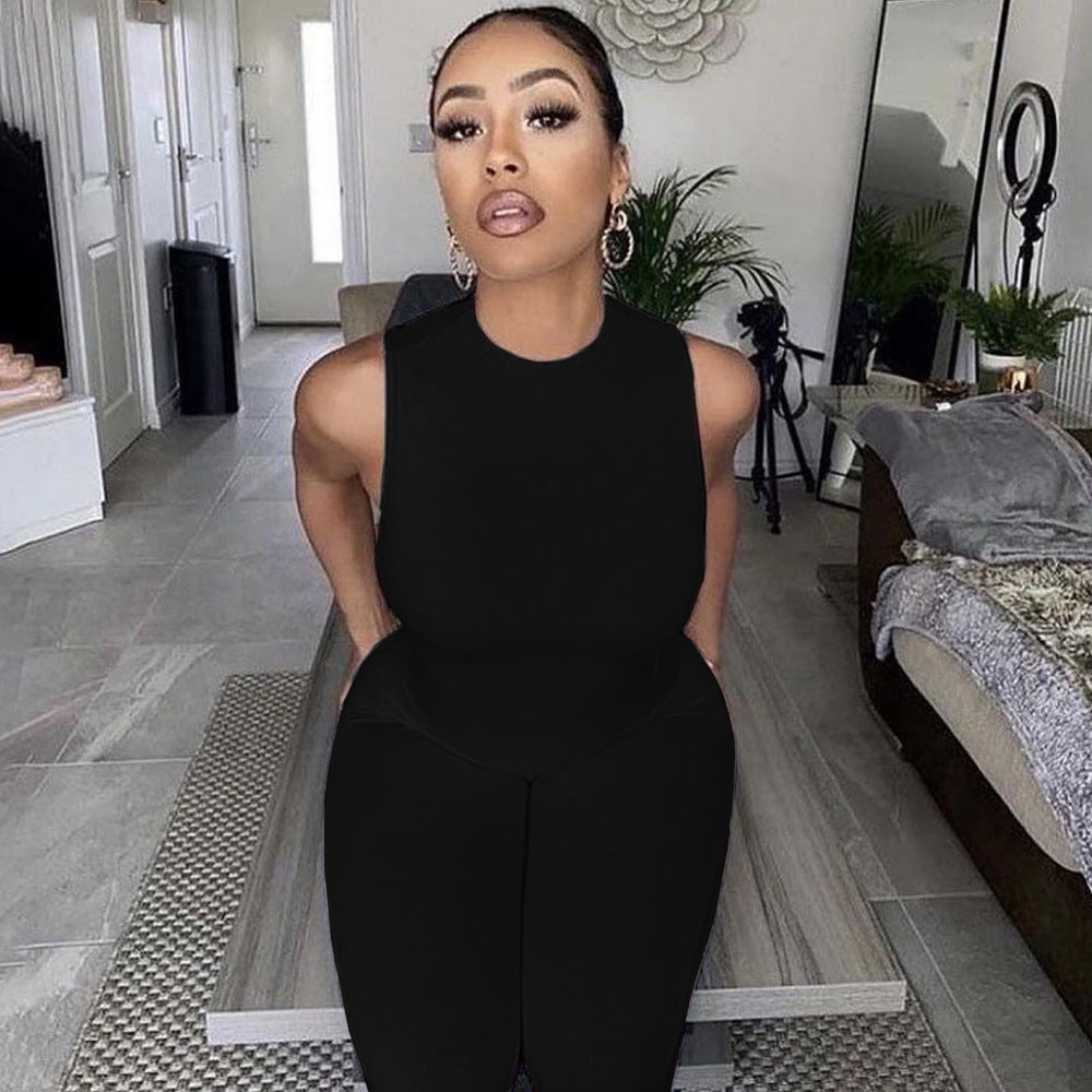 Women's all-in-one jumpsuit with a deep neckline and figure-hugging cut, size S