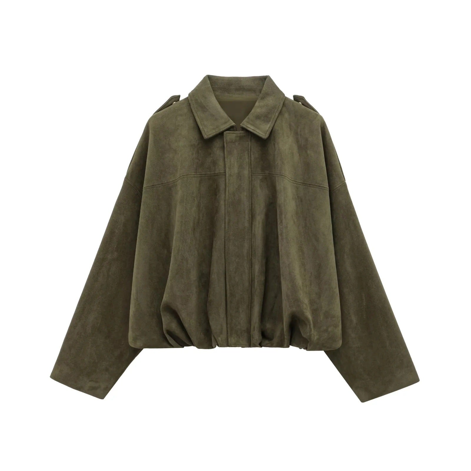 Women's casual bomber jacket with three-dimensional effect and high collar, size S
