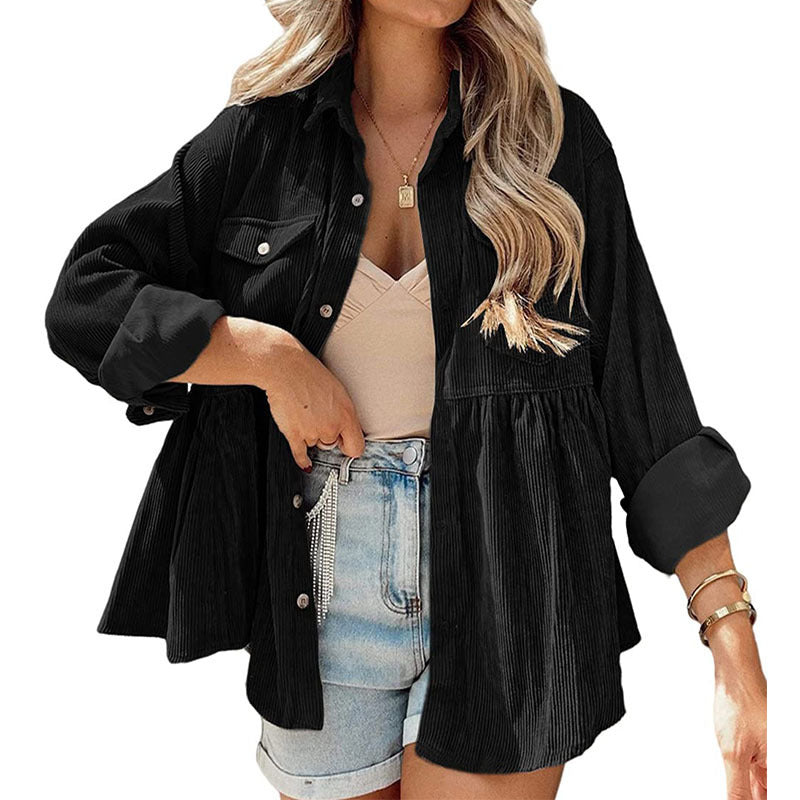 Valenzora | Come Around Corduroy Babydoll Jacket (Made of Polyester)