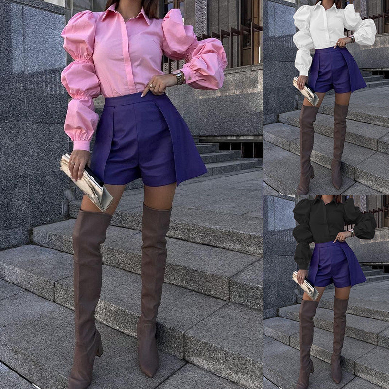 Damenbluse mit voluminösen Puffärmeln und elegantem Schnitt, Größe S