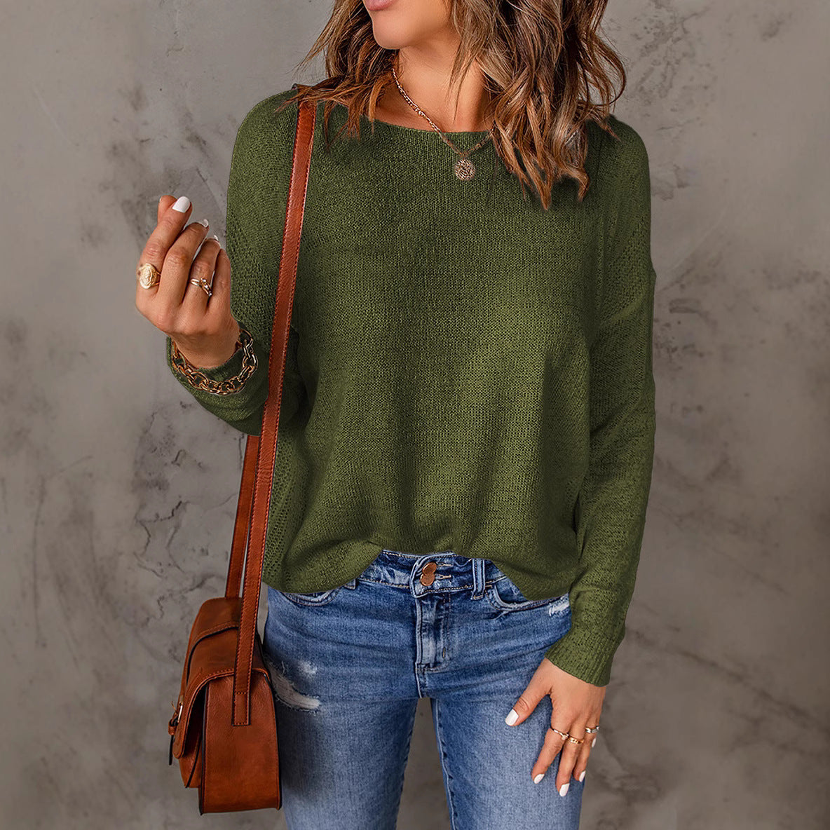 Women's casual knit top with a relaxed fit and fine rib pattern, size S