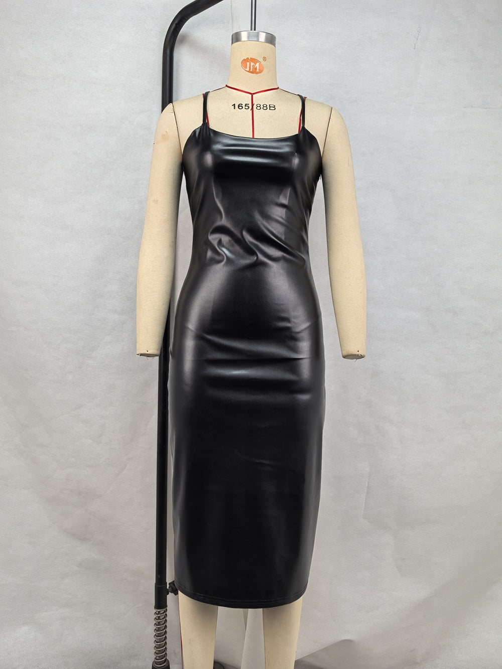 Valenzora | Sleeveless Split Dress Faux Leather Nightclub Sexy Backless Lace-Up Sling