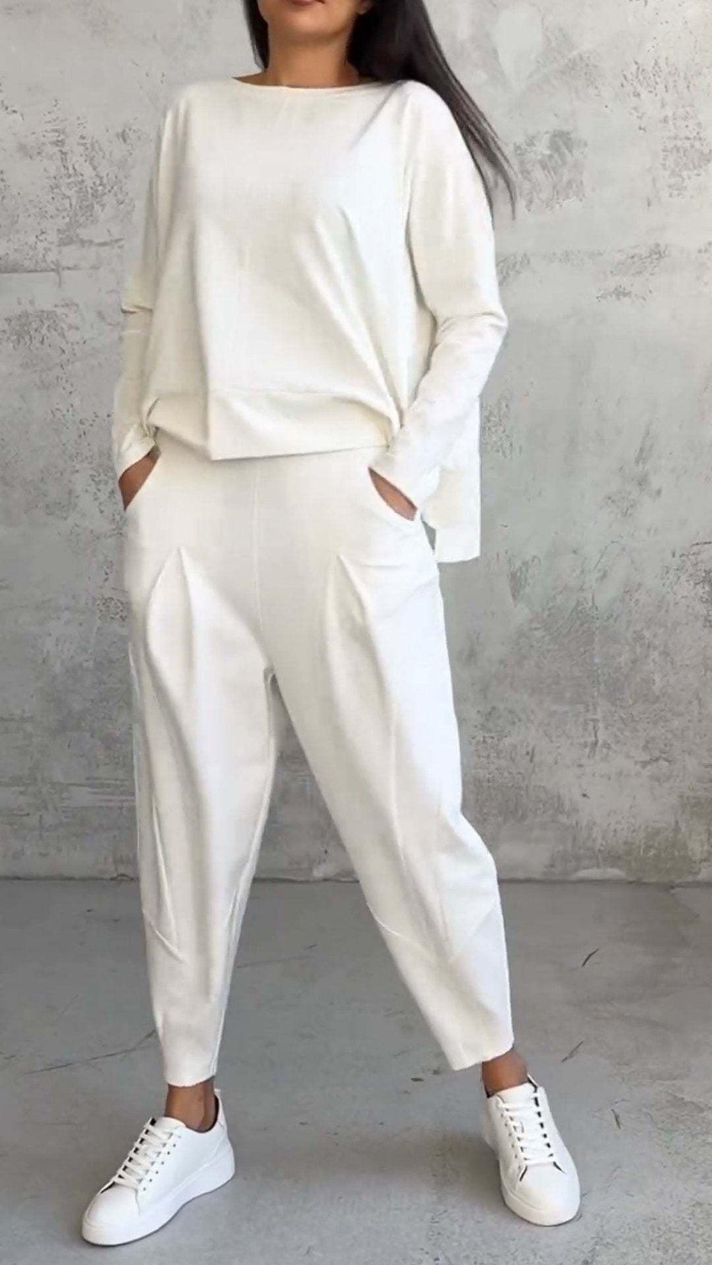 Valenzora | Irregular Harem Pants Long Sleeve Set