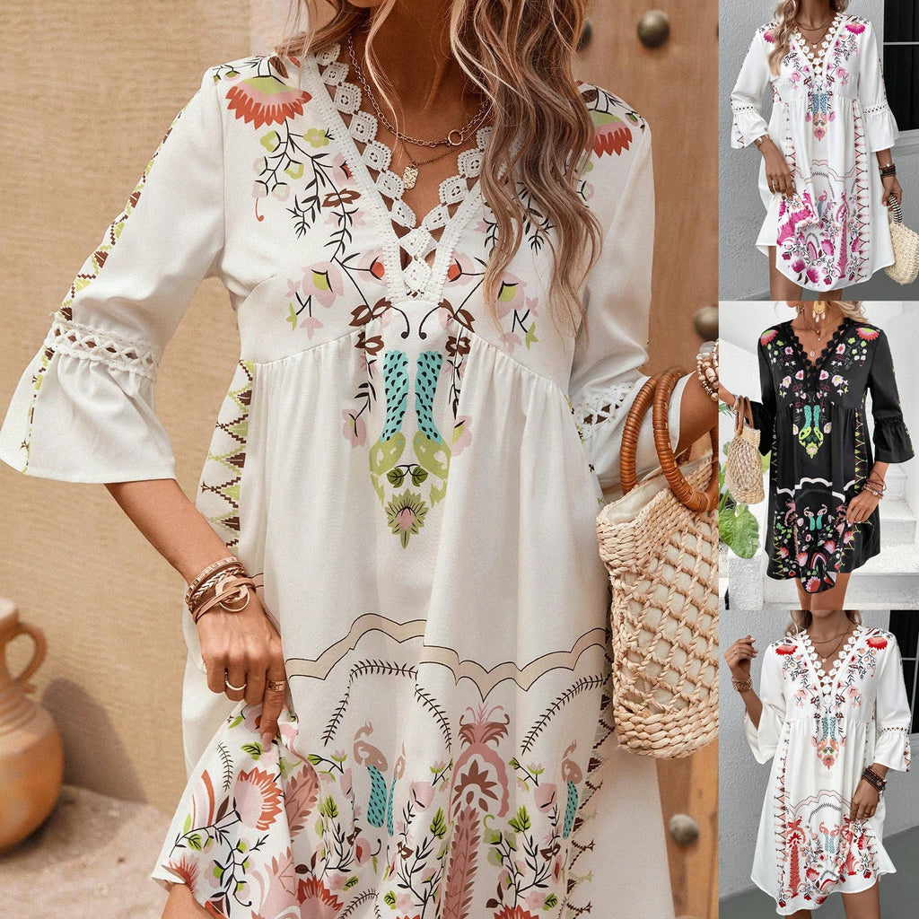 Women's Boho-inspired dress with playful embroidery details and a soft, flowing cut Drune