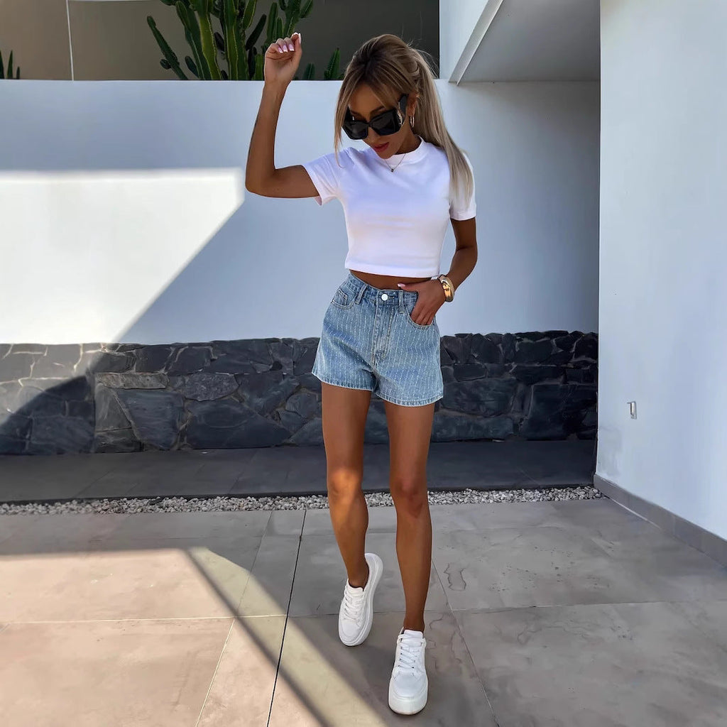 Striped Spirit Denim Shorts