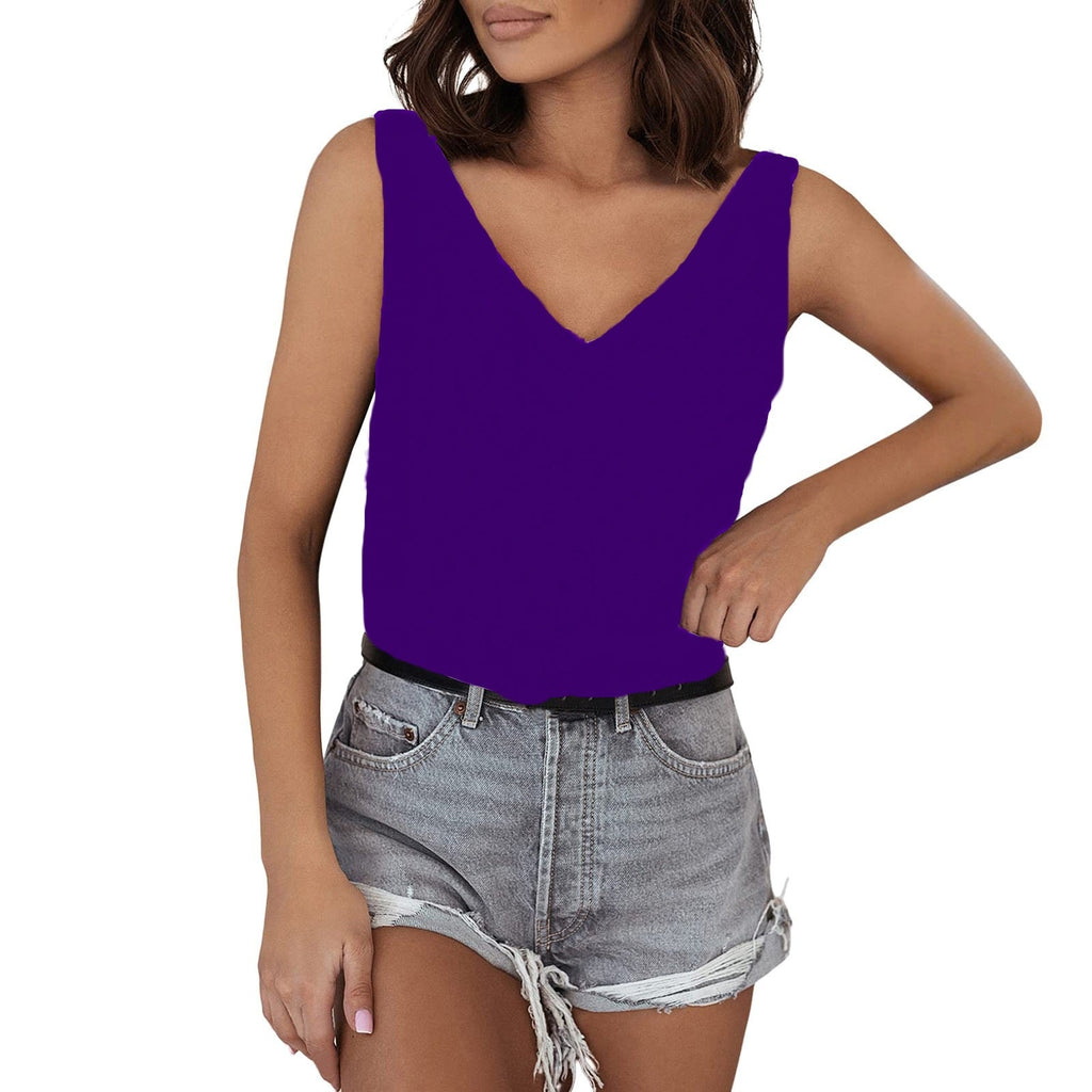 Ärmelloses Damen-V-Neck-Top aus hochwertigem Material, Größe